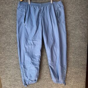 Vintage Eddie Bauer Track Pants Mens XL Blue Nylon Joggers Y2K Ankle Zip Pockets